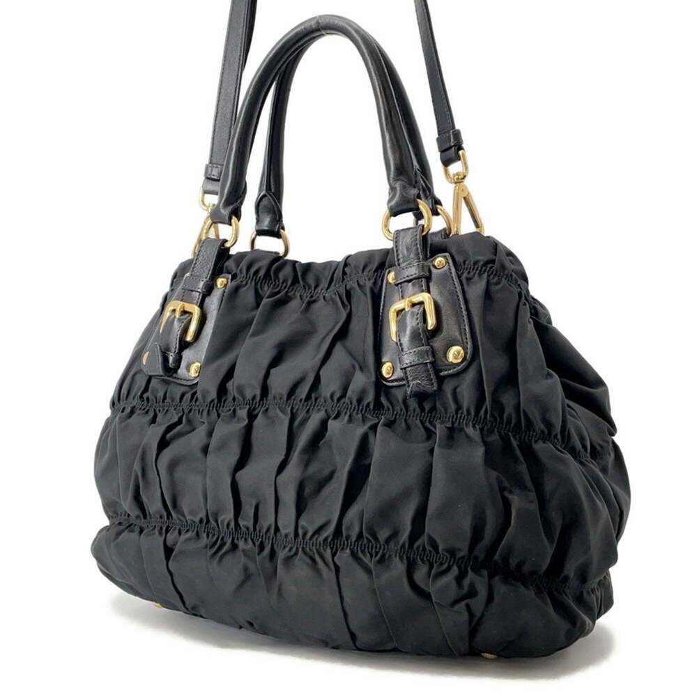 Prada Gathered Nylon Tote Bag BN2346 PRADA 2-Way Black - Picture 2 of 16